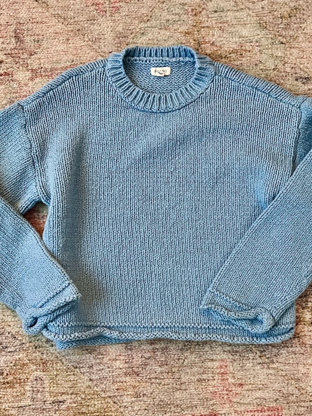 Pilcro Harlow Oversized Roll-Hem Sweater In Baby Blue Anthropologie XS - Picture 5 of 10